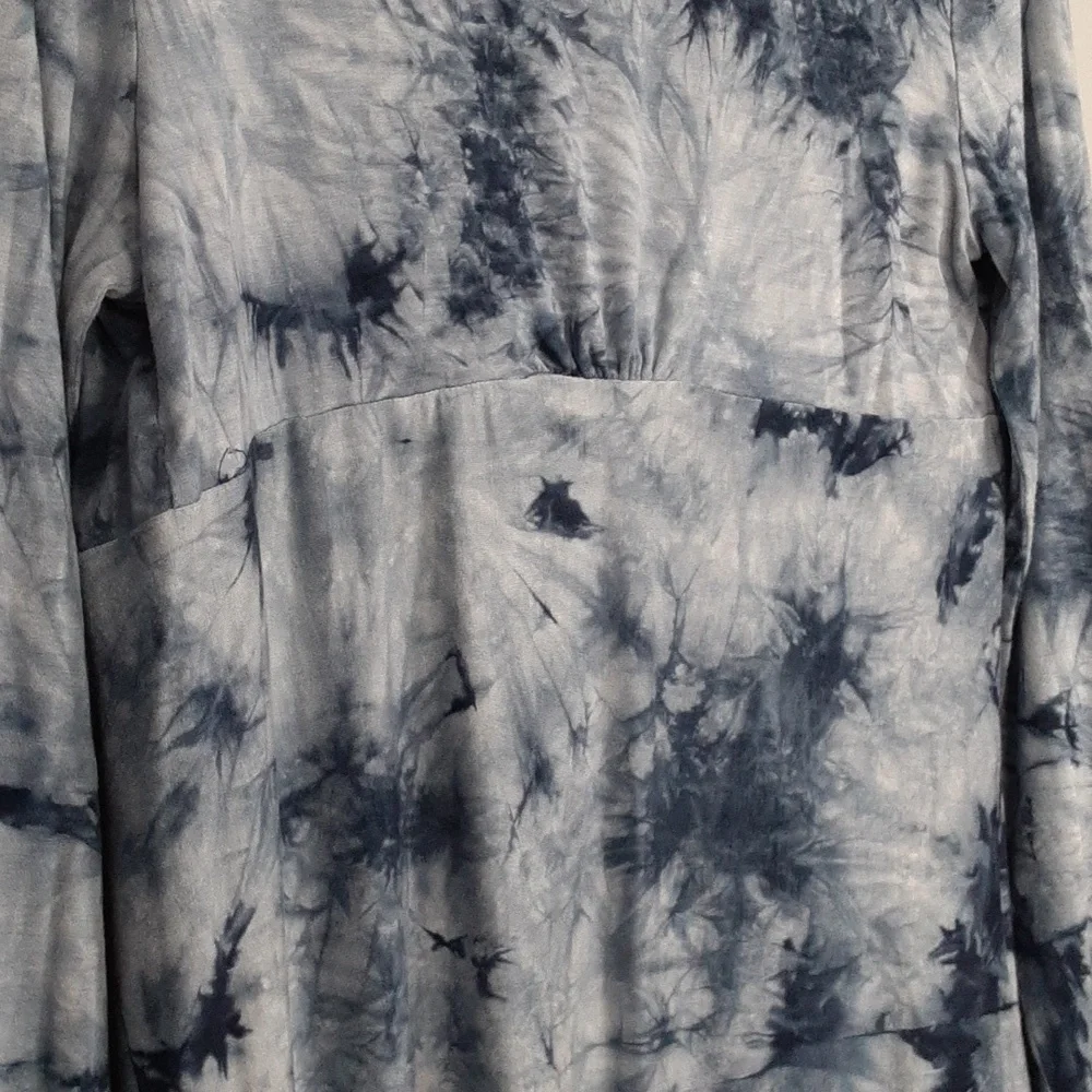 Biagio Boho Blue Waterfall Tie Dye Open Draped Cardigan Sweater